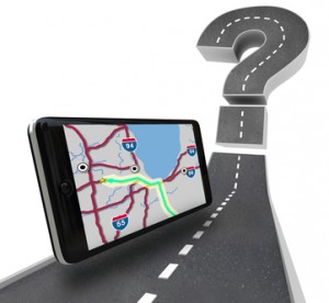 Navigation GPS Unit on Road - Question Mark