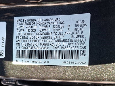 2025 Honda Civic Sedan Hybrid Sport