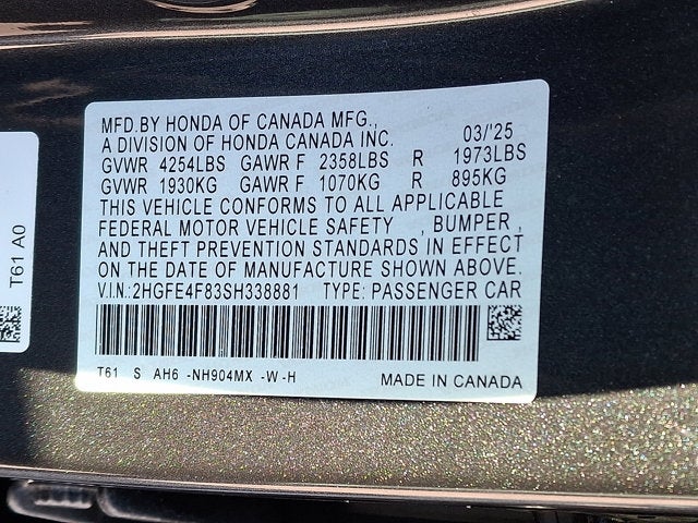 2025 Honda Civic Sedan Hybrid Sport