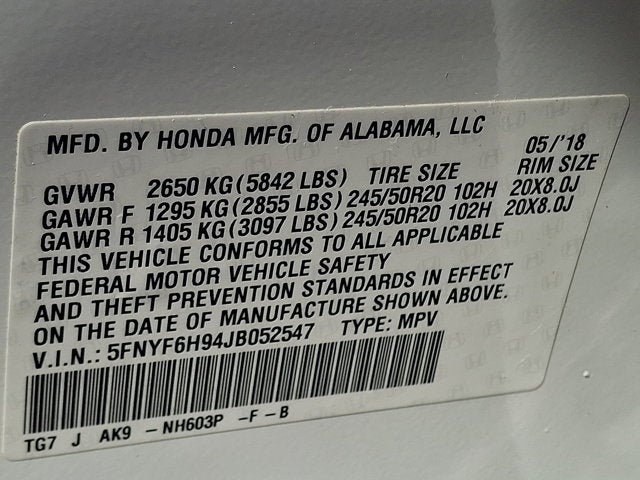 2018 Honda Pilot Touring w/Navi