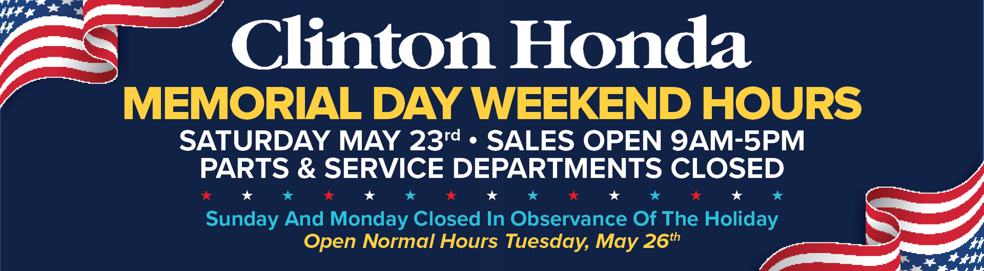 Memorial Day weekend hours