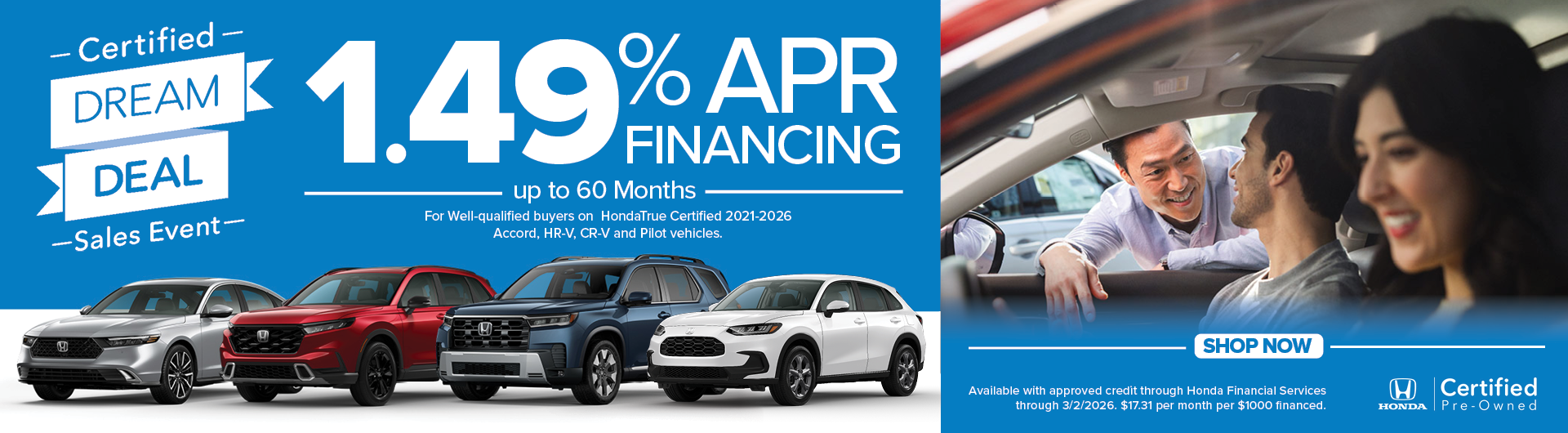 1.49% APR Finanging