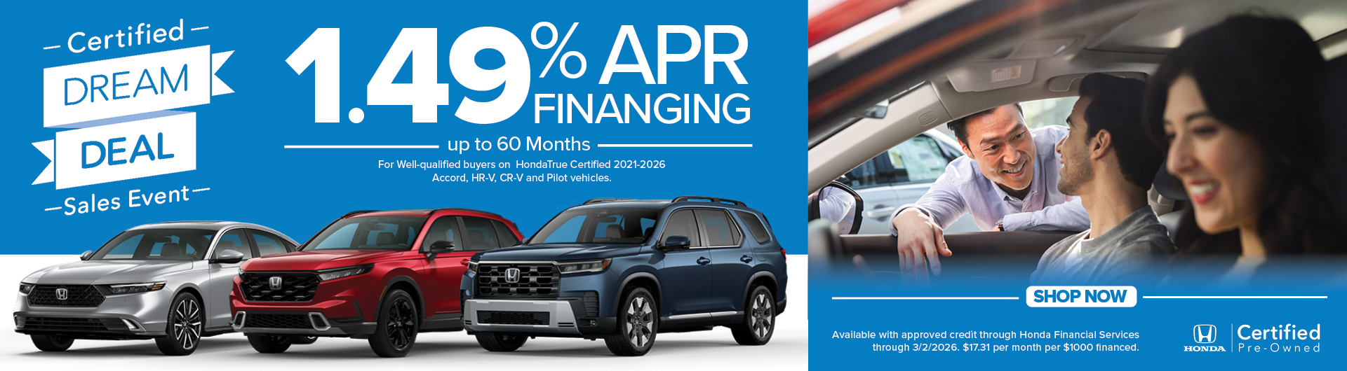 1.49% APR Finanging
